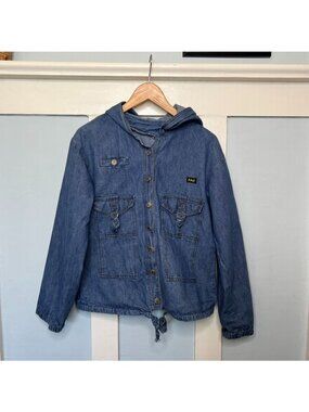 Fad Blue Denim Hooded Jacket With Front Button Closure & Adjustable Hem
